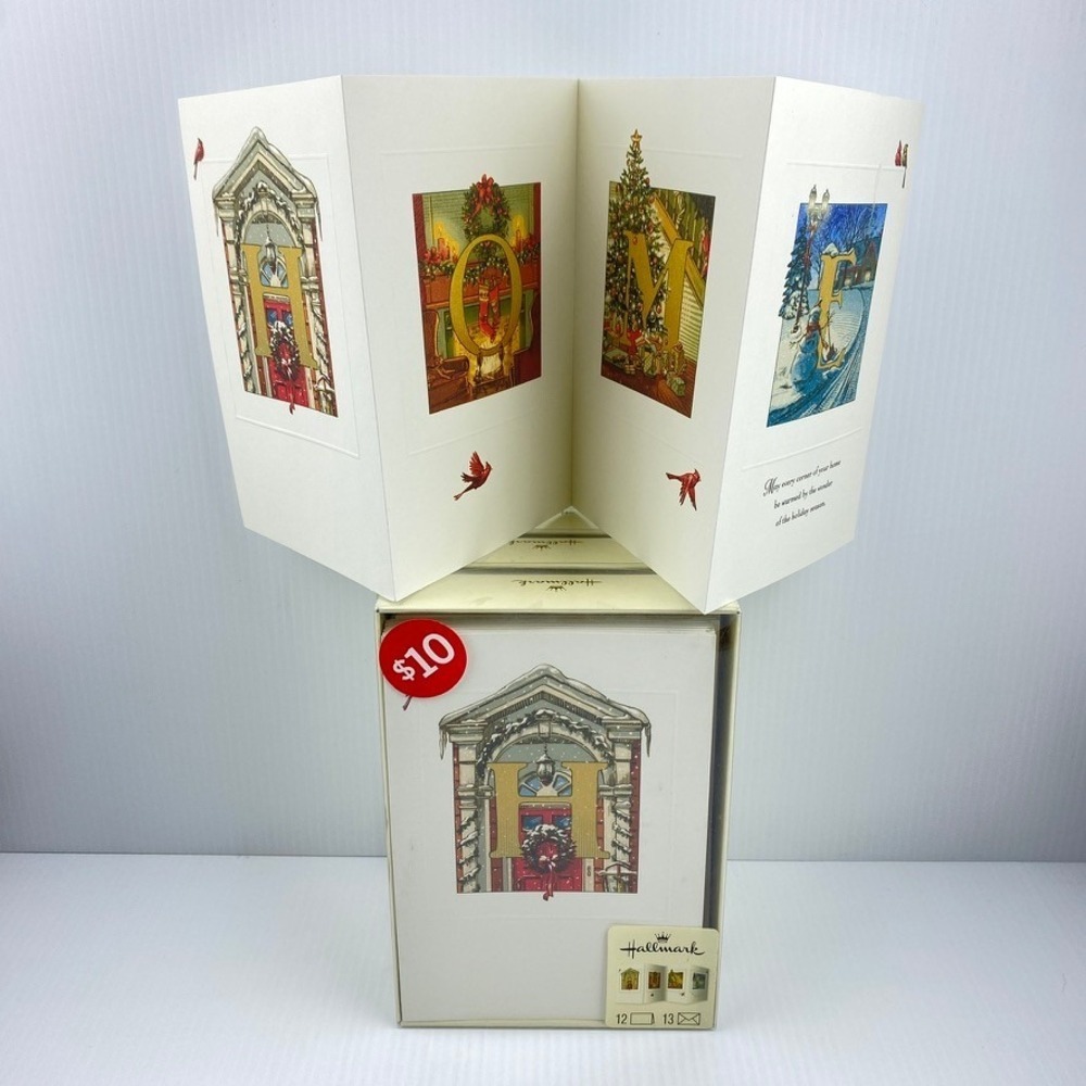 Hallmark Trifold Holiday Cards Boxed Set of 3 Cardinal Home Spellout